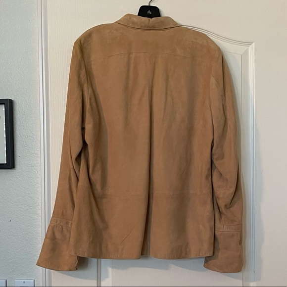 NWT Faconnable Suede Leather, Long Sleeve, Camel Button Down, Size: L - Picture 8 of 11